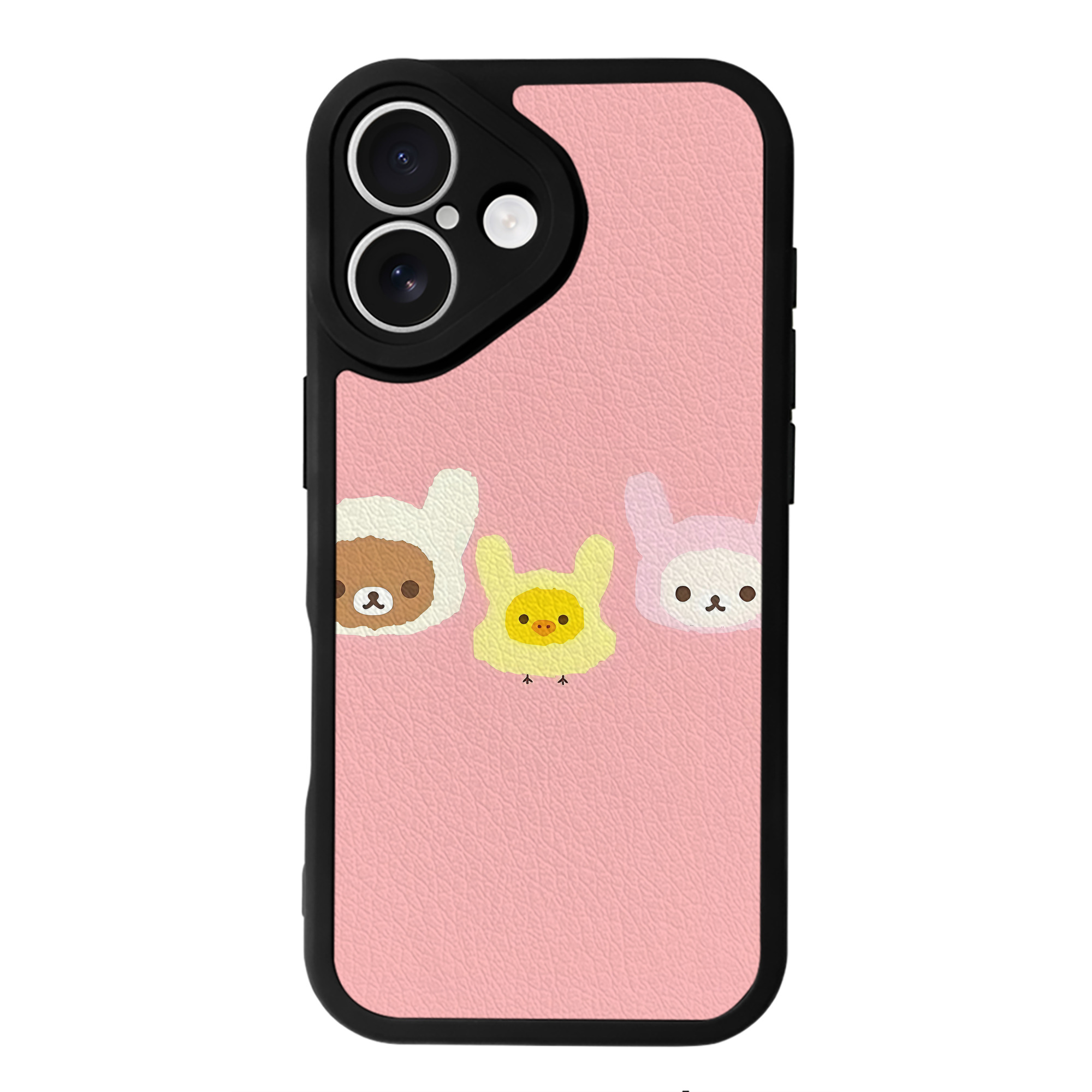 （画像用） リラックマ リラックマ キイロイトリ Rilakkuma Korilakkuma Kiiroitori 【iPhone 16シリーズ対応】シリコンスマホケース（レザー調） 材質：シリコン